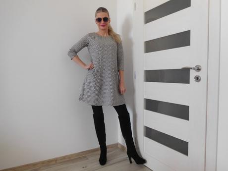 Šaty úpletové jemné kocky, s/m, s