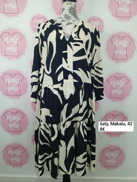 Čierno biele šaty voľný strih, 42