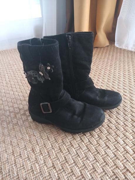 Čierne semišové čižmy, cupcake,27