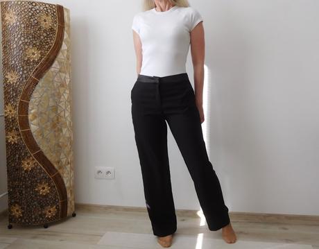 Elegantné nohavice so saténovým pásom, 36v,, 36