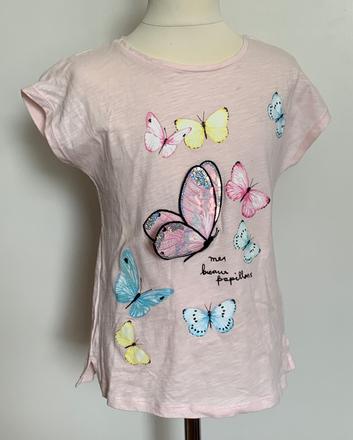 H&m ružové tričko s 3d motýlikom, h&m,122