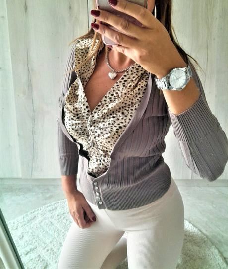 Elegantný svetrík so všitou blúzkou-m, m