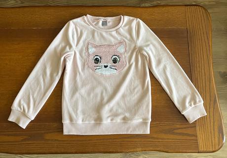 Teplá zamatová mikina s mačičkou premieňacou, kids,134