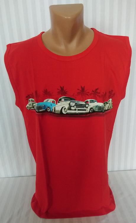 Pánske červené tričko autá, gomeb, xl, xl