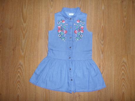 Bledomodré vyšívané šaty, next,116