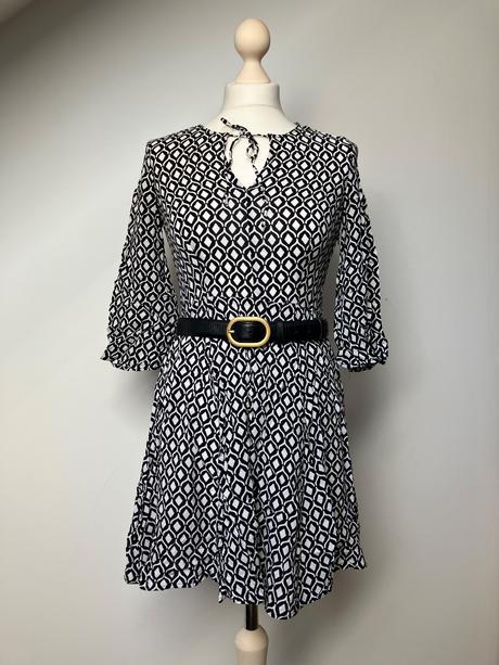 Dámske retro čiernobiele vzorované šaty, h&m,s