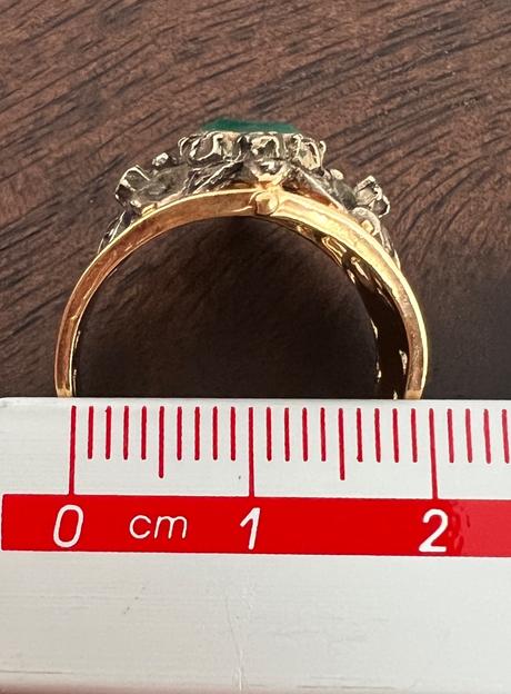 Velmi stary stieborny prsten pozlateny 18k zlatom, 