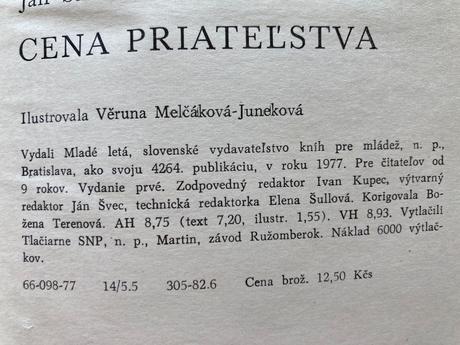 Cena priateľstva-prvé vyd.1977, 