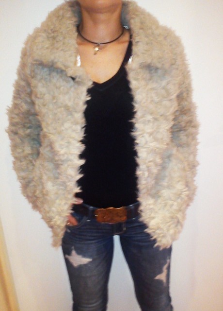 Chlpaty kozusok v prirodnej farbe vel.xs/s, s