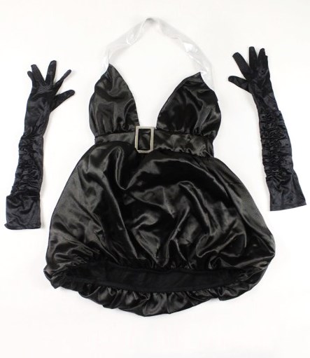 Saténové šaty s rukavičkami veľ. s a,