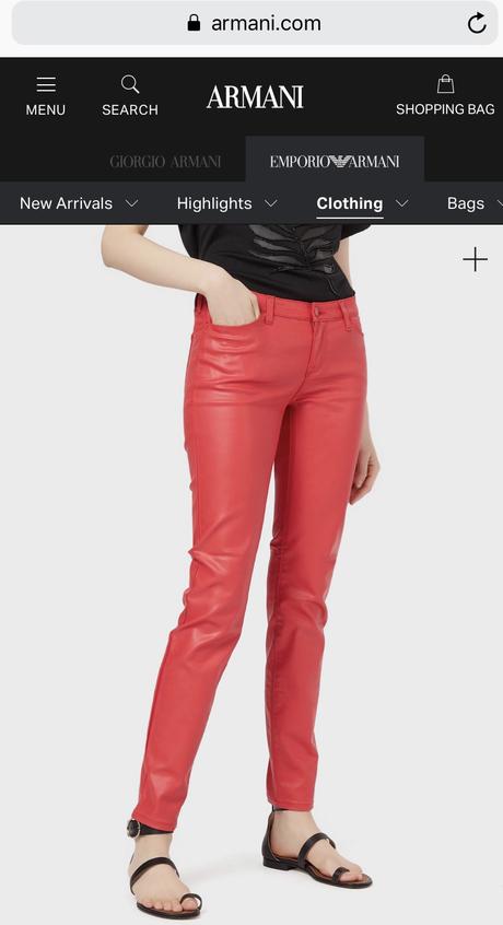 Emporio armani w28 červené nohavice, armani,28