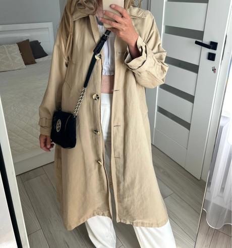 Dlhý oversize trenčkot z ľanu a bavlny, xl