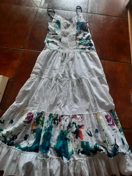 Letné biele dlhé bavlnené šaty, 36