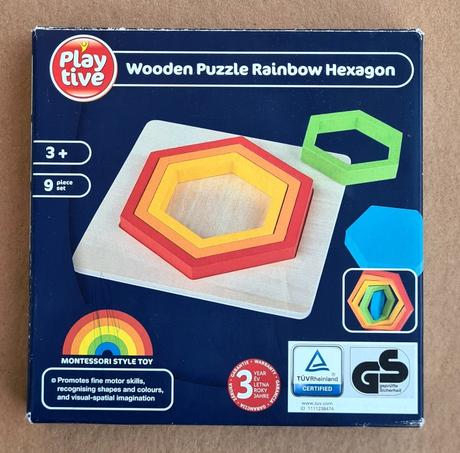 Drevené puzzle dúha hexagon playtive, 