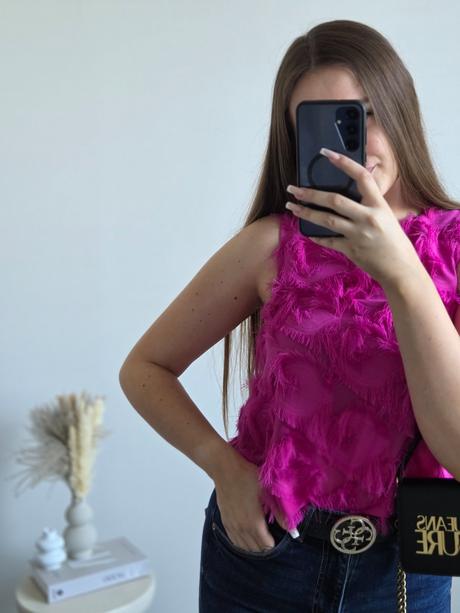 Ružový top xs/s, h&m,xs