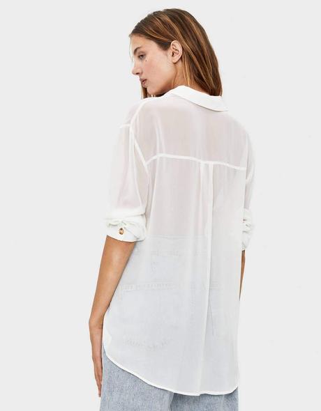 Dámska biela priesvitná blúzka bershka (26), bershka,s