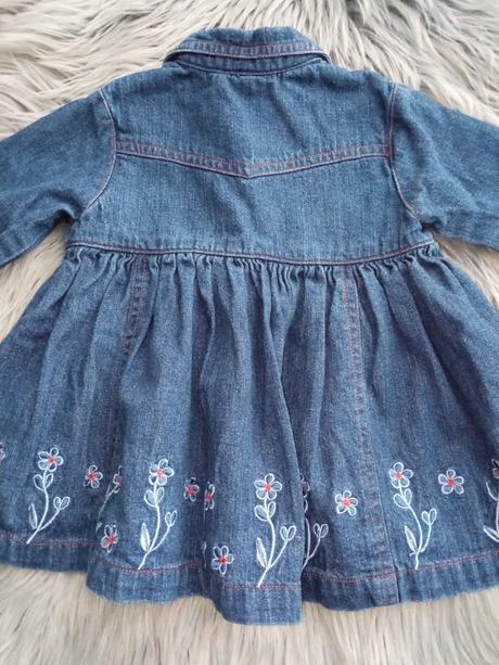 Dievčenské rifľové šaty s kvetmi, 68