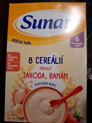 Sunar mliečna kaša s 8 cereáliami jahoda, banán