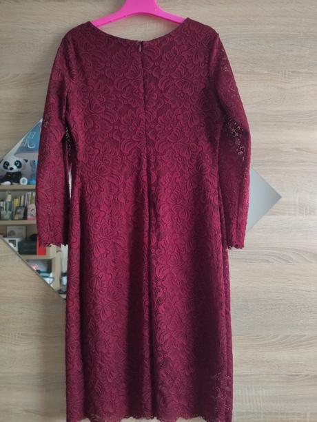 Čipkované bordové šaty, xl