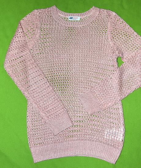 Dierkovaný sveter - krásny, staroružový, h&m,146