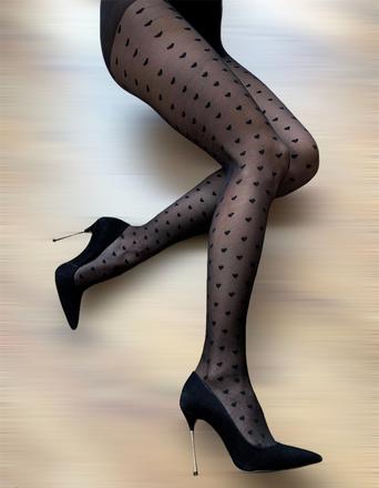 Dámske vzorované pančušky 20den - vzor srdiečko, l / m / s