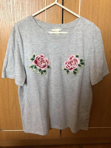 Tričko s ružami, h&m,s