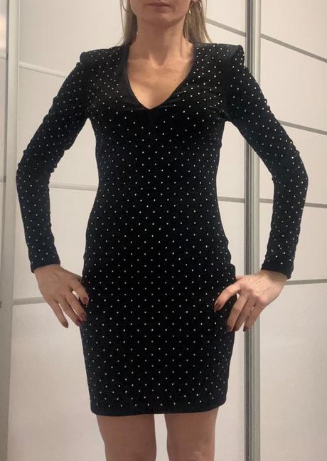 Zamatove saty s kamienkami, mango,xs