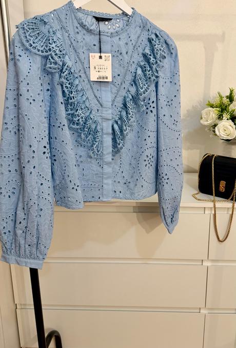 Luxusná zara madeirová blúzka romantický štýl, zara,s