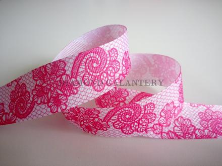 Rypsová stuha 25 mm - kvety, 