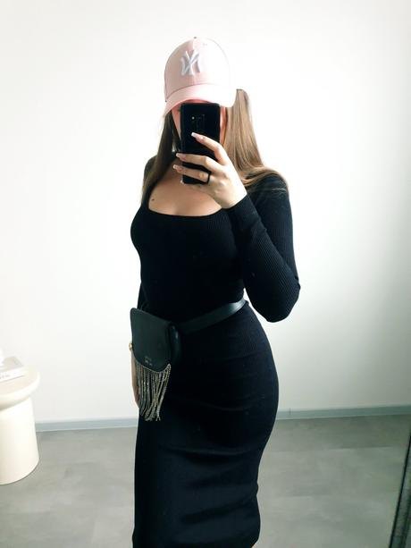 Čierne midi šaty s/m, s