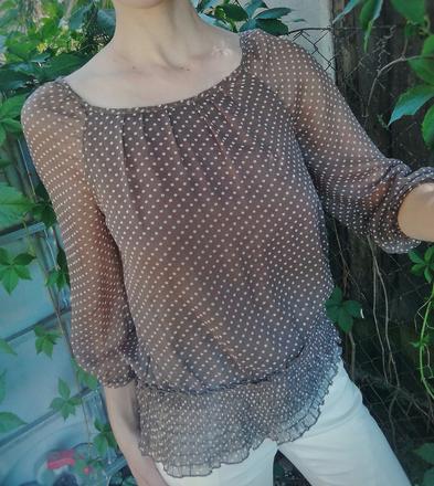 Dámska hnedá bodkovaná blúzka, xs