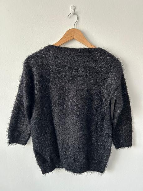 Wallis čierny trblietavý sveter s 3/4 rukávmi, wallis,s