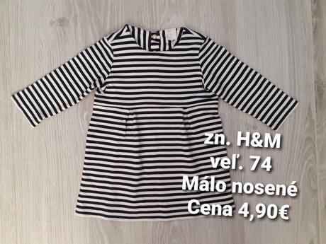 Pásikavé / pruhované šaty h&m veľ. 74, h&m,74