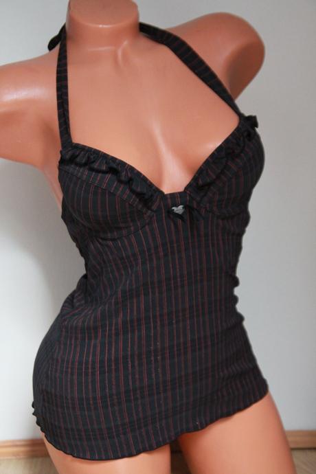 Čierno červený pásikavý top, s