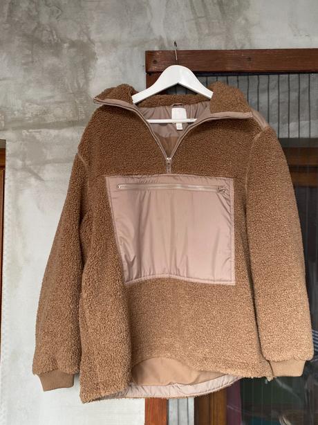 Teddy bunda s veľkým vreckom, h&m,xs