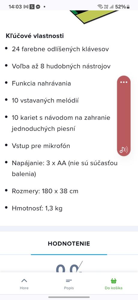 Tanečná podložka piano., 