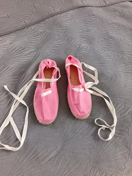 Ružové espadrílky so šnurovaním, 40