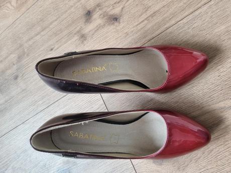 Bordovo-čierne ombré lodičky 36, 36