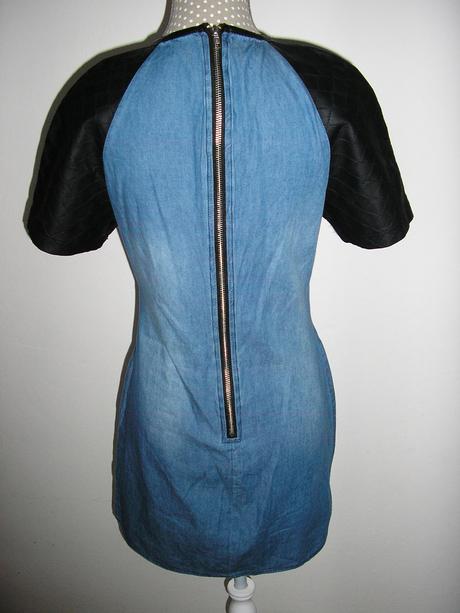 887. denim šaty s kož. kombin, denim,s