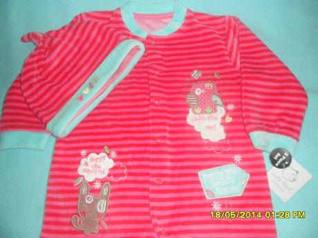 Nenosené zamatové dupačky s čiapkou - overal, early days,74