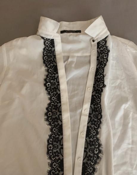 Biela bluzka s ciernou cipkou, reserved,m