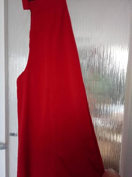 Červené široké nohavice s rozparkom, s