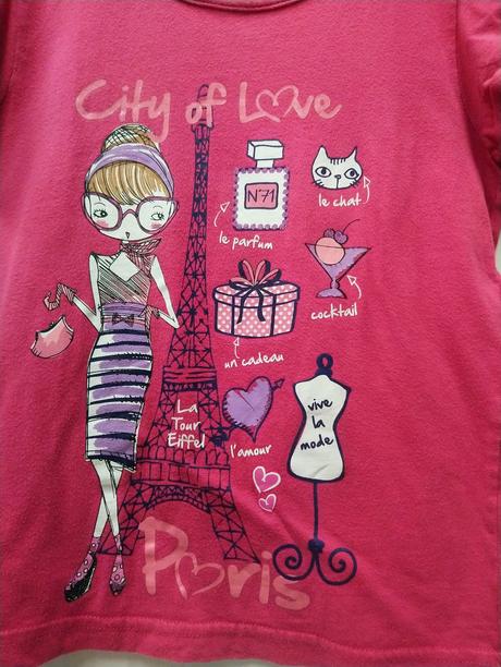 Sýto ružové tričko s motívom, c&a, 122-128 cm, c&a,128