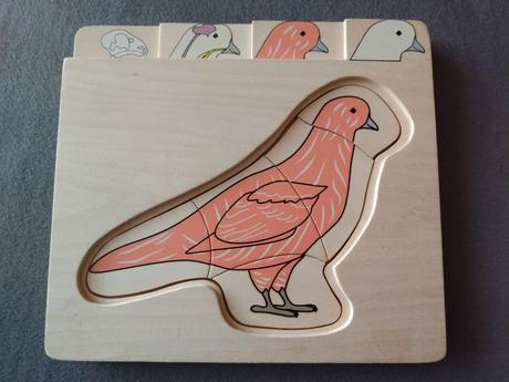 Viacvrstvové drevené anatomické puzzle holub, 