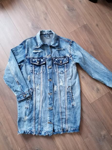 Oversized predĺžená riflová bunda, s