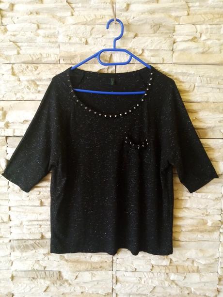 Čierne tričko s ostňami benetton, benetton,s
