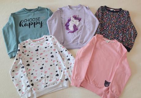 Mikiny s dlhým rukávom 5 ks - veľ. 134, 122–134