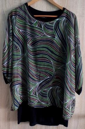 Dvojvrstvová blúzka čierna/zelená/hnedá/khaki,v.xl, xl