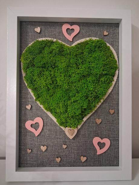 Machový obraz zelené srdce, 