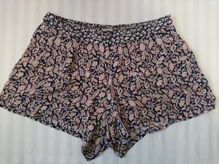 Dámske modré šortky so vzorom, peacocks, l